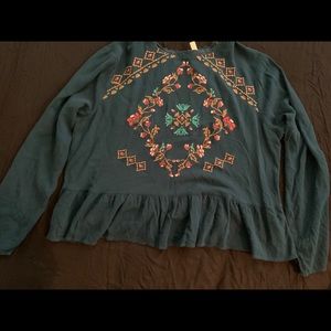 Embroidered flowy top
